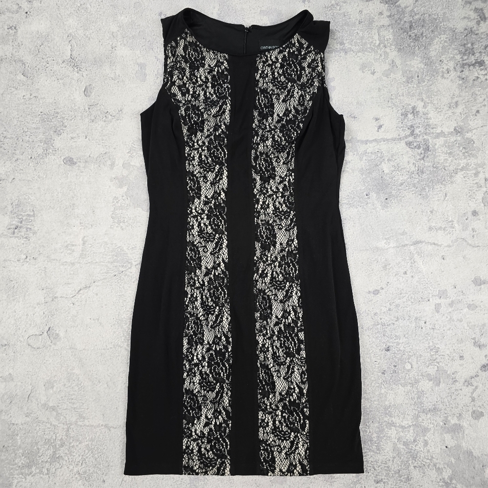Cynthia Rowley Black Dress with White Lace Panels